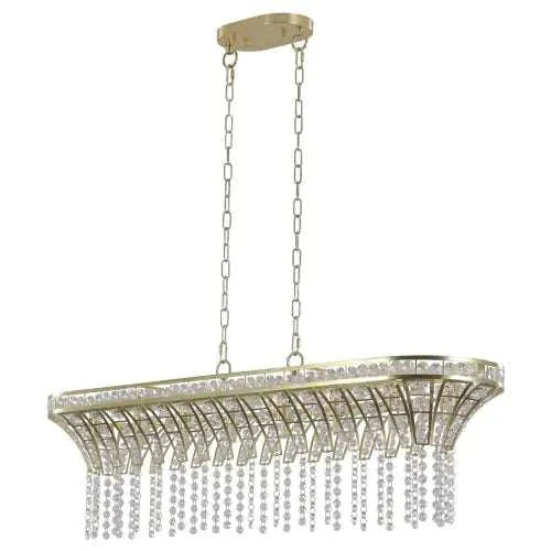 Modern champagne gold kitchen island lamp with oval crystal chandelier and adjustable chain
