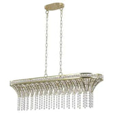 Modern champagne gold kitchen island lamp with oval crystal chandelier and adjustable chain