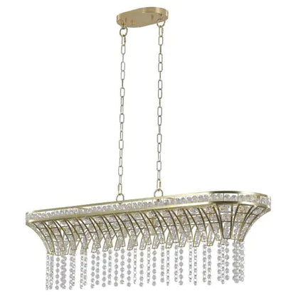 Modern Champagne Gold Kitchen Island Lamp - Oval Crystal Ceiling Chandelier