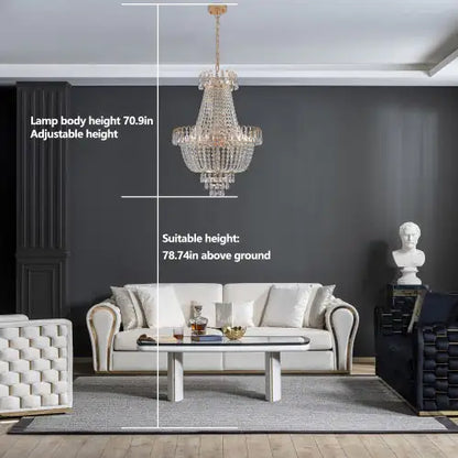 Golden Crystal Chandelier, Large Modern Luxury Chandelier, Suitable For Living Room, Dining Room, Bedroom, Hallway