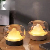 Ultrasonic air humidifier LED lamp with sleek design and calming light in indoor living space