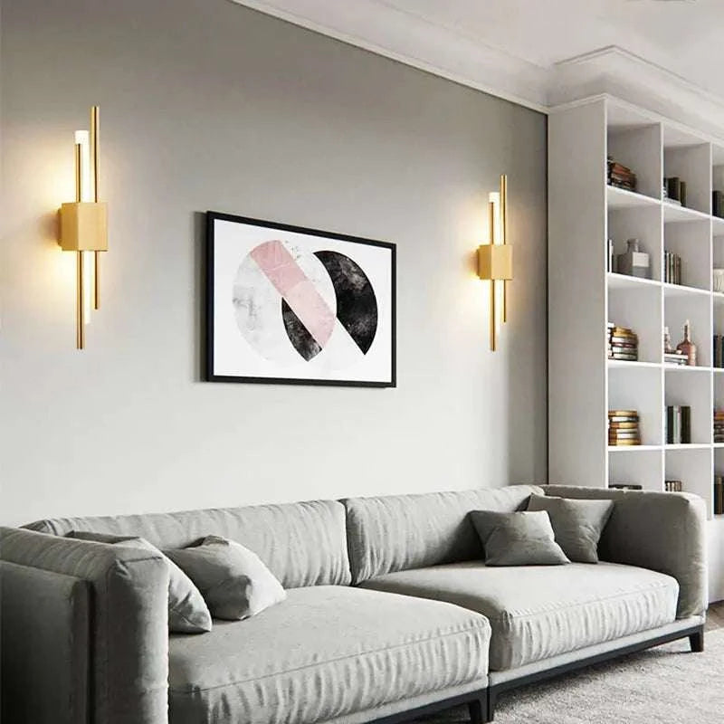 Modern LED Wall Lamp with sleek iron and acrylic design, gold color, energy-efficient 6W SMD LED light illuminating a stylish interior space