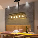 Black iron farmhouse chandelier with five lamps for dining room ceiling