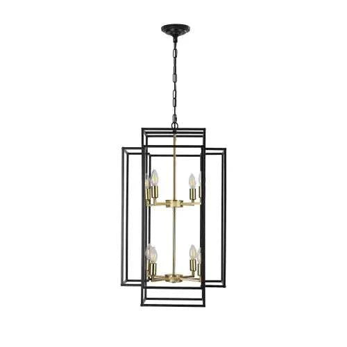 8 Lights Black & Gold Lantern Tiered Chandelierspecification
Origin:
China
Main Color:
gold
Main materials:
iron
Product Style:
farmhouse
Product dimensions
Assembly Length (in.):
18.10
Assembly Width (inches):
1Alphas lightAlphas lightBlack & Gold Lantern