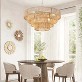 Bohemian woven rattan chandelier with iron frame in natural wood color, farmhouse style lighting fixture
