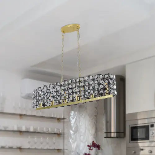 Modern Champagne Gold Oval Crystal Chandelier