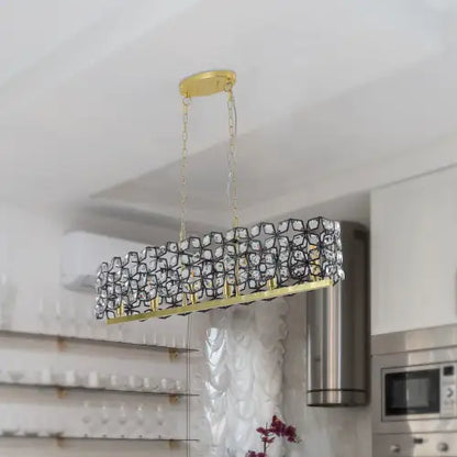 Modern Champagne Gold Oval Crystal Chandelier