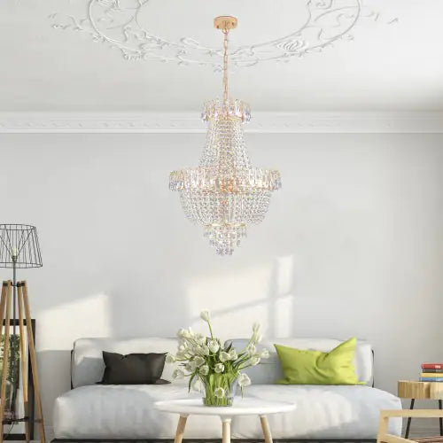 Golden Crystal Chandelier, Large Modern Luxury Chandelier, Suitable For Living Room, Dining Room, Bedroom, Hallway