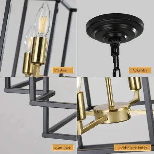 8 Lights Black & Gold Lantern Tiered Chandelierspecification
Origin:
China
Main Color:
gold
Main materials:
iron
Product Style:
farmhouse
Product dimensions
Assembly Length (in.):
18.10
Assembly Width (inches):
1Alphas lightAlphas lightBlack & Gold Lantern