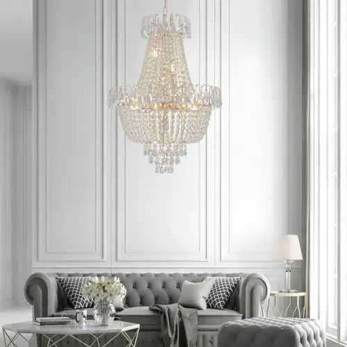 Golden Crystal Chandelier, Large Modern Luxury Chandelier, Suitable For Living Room, Dining Room, Bedroom, Hallway