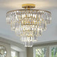 Golden Crystal Chandelier, 5-layer Round Semi-recessed Chandelier Lamp, Large Modern Luxury Chandelier, Suitable For Living Room, Dining Room, Bedroom, Corridor
