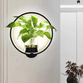 Modern Wall Plant LED Lamp with greenery and bright LED lighting on wall