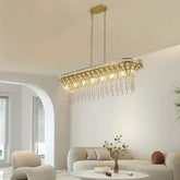 modern champagne gold kitchen island lamp with oval crystal chandelier and adjustable height