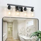 Black rustic farmhouse wall-mounted lamp with four glass iron lights