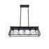 Black iron farmhouse chandelier with five pendant lamps for dining room ceiling lighting