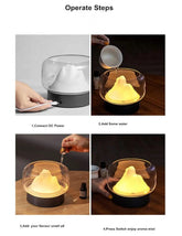 Ultrasonic air humidifier with LED lamp creating soothing indoor ambiance
