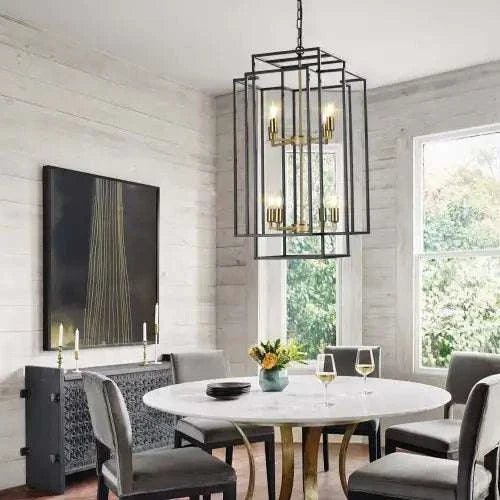 8 Lights Black & Gold Lantern Tiered Chandelierspecification
Origin:
China
Main Color:
gold
Main materials:
iron
Product Style:
farmhouse
Product dimensions
Assembly Length (in.):
18.10
Assembly Width (inches):
1Alphas lightAlphas lightBlack & Gold Lantern