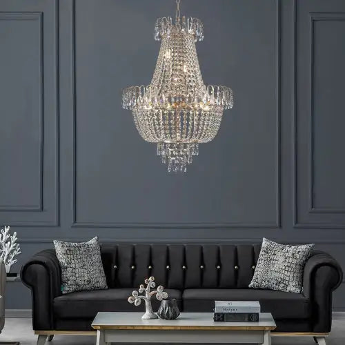 Golden Crystal Chandelier, Large Modern Luxury Chandelier, Suitable For Living Room, Dining Room, Bedroom, Hallway