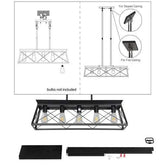 Black iron farmhouse chandelier with five lamps for dining room ceiling