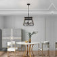 Vintage farmhouse chandelier with 4 lights in walnut and black iron finish