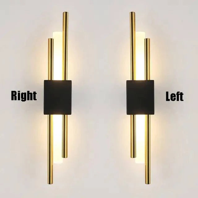 Modern LED wall lamp with sleek iron and acrylic design in gold, energy-efficient 6W SMD LED lighting for stylish home decor