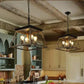Farmhouse chandelier 4 lights vintage antique black iron pendant ceiling lamp with walnut finish