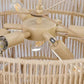 Bohemian woven rattan chandelier with iron frame in natural wood farmhouse style