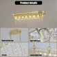 Modern champagne gold kitchen island lamp with oval crystal chandelier design