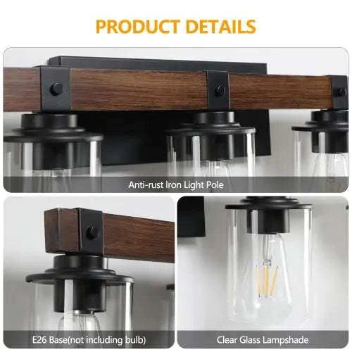 Farmhouse Dresser Lamps Rustic Bathroom Lamps Bathroom Wall LampsOrigin:
China
Main Color:
Walnut + black
Main materials:
Glass, iron
Product Style:
farmhouse
Product dimensions
Assembly Length (in.):
34.60
Assembly Width (inches)Alphas lightAlphas lightFarmhouse Dresser Lamps