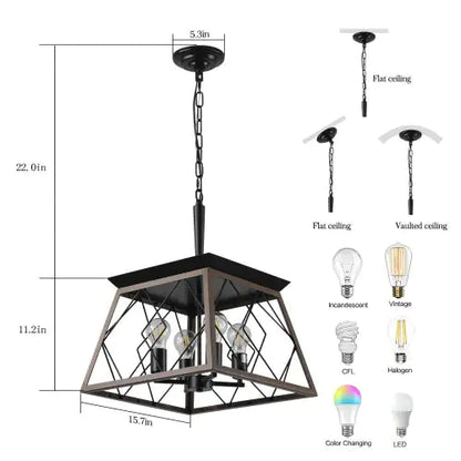 Farmhouse Chandelier 4 Lights Vintage Antique Chandelier Lamps
