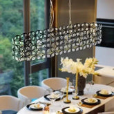Modern champagne gold oval crystal chandelier with transparent K9 crystals and metal frame