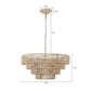 Bohemian woven chandelier with natural wood color rattan and iron frame farmhouse lighting fixture