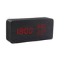 Alarm LED Watch, black rectangular digital clock with bright red LED time, humidity and temperature display