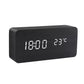 Alarm LED Watch, black rectangular digital clock with white LED time and 23°C temperature display