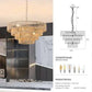 Bohemian Woven Chandelier with natural wood-colored woven rattan tiers and metal frame, hanging from an adjustable chain