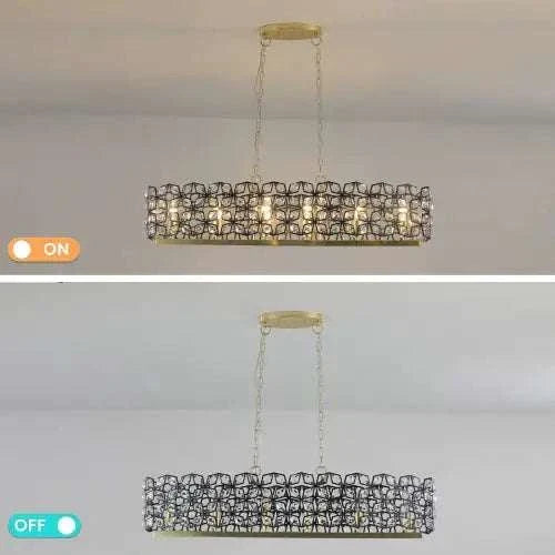 Modern champagne gold oval crystal chandelier with transparent K9 crystals and metal frame