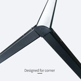 Corner Floor Lamp with a sleek black metal frame, white light panel and angled corner-fitting design