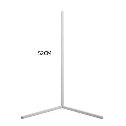 Corner Floor Lamp with slim white metal frame and three-pronged base, measuring 52cm tall