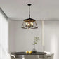 Farmhouse chandelier 4 lights vintage antique iron pendant lamp with walnut and black finish for indoor living room