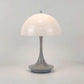 Portable rechargeable LED lamp with dimming and USB charging in modern metal design
