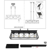 Farmhouse Chandelier with black metal frame and five exposed bulb sockets featuring a rustic, vintage industrial design