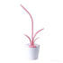 Flower Lamp in pink and white with a flowerpot base and adjustable LED light resembling a flower stem and leaves