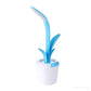 Flower Lamp with a white flowerpot base and blue flexible stem and leaves featuring a soft LED light on top
