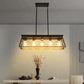 Black iron farmhouse chandelier with five pendant lamps for dining room ceiling lighting