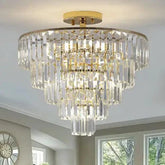 golden crystal chandelier with five layers and modern luxury design