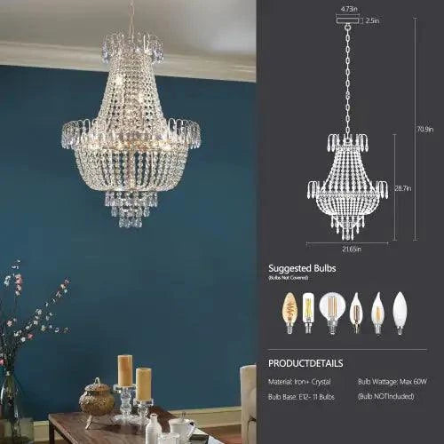 Large golden crystal chandelier with modern luxury design