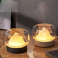 Ultrasonic air humidifier with LED lamp creating soothing ambiance in modern living space