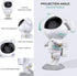 LED Astro Projector shaped like a white astronaut with black helmet, featuring adjustable projection angles and lunar surface base