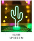 LED Neon Light shaped like a cactus with vibrant green glow mounted on a round clear base