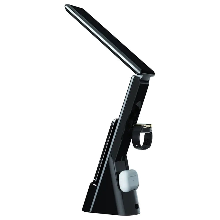 LED Study Lamp in black ABS and PC, with an adjustable arm, slim light bar, and side-mounted control knob